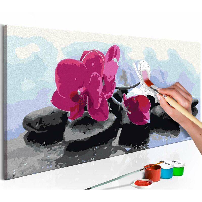 

Cuadro para colorear - Orquídea y piedras zen Medidas 80X40