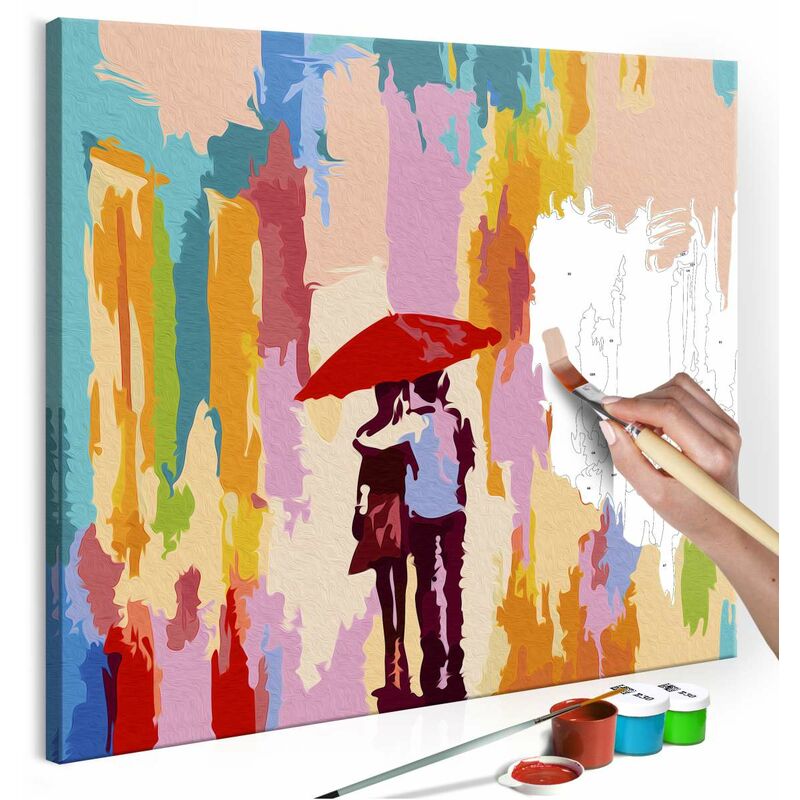 

Cuadro para colorear - Pareja bajo el paraguas (fondo rosa) Medidas 45X45