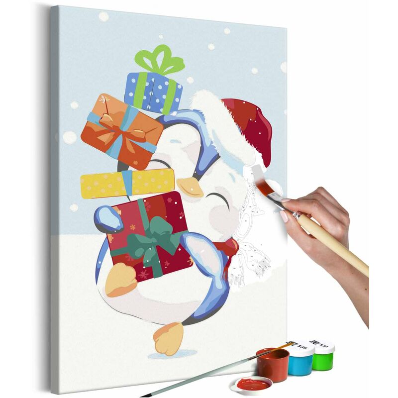 

Cuadro para colorear - Penguin With a Gift Medidas 40X60