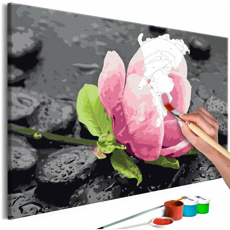 

Cuadro para colorear - Pink Flower and Stones Medidas 60X40
