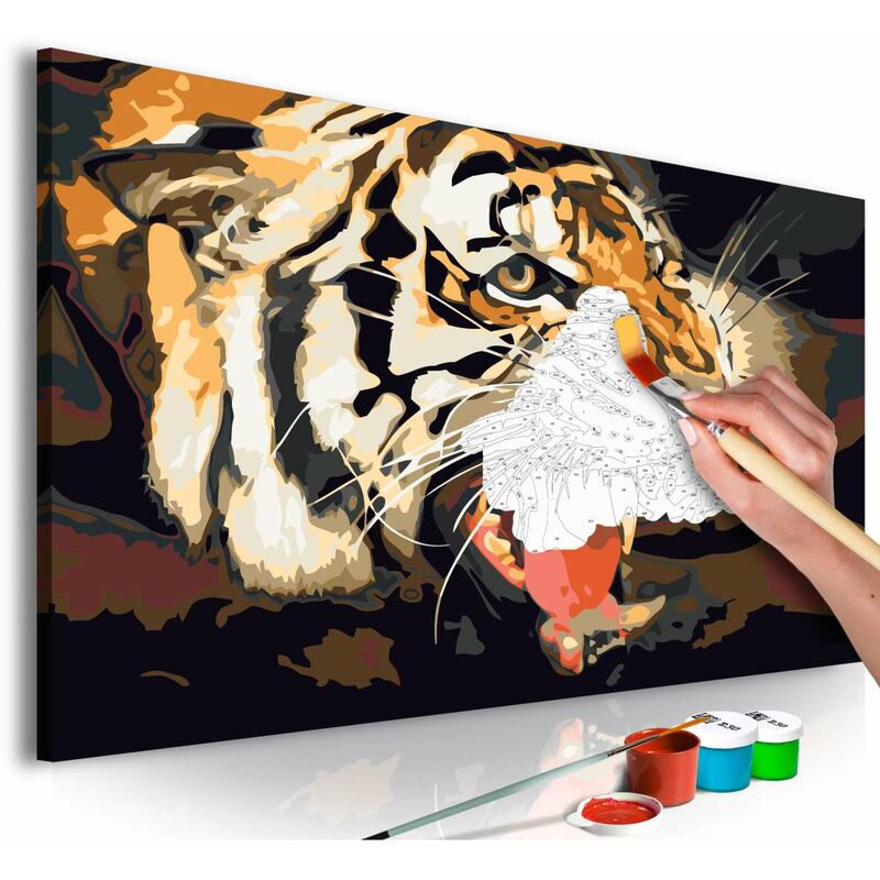 

Cuadro para colorear - Un tigre rugiendo Medidas 60X40