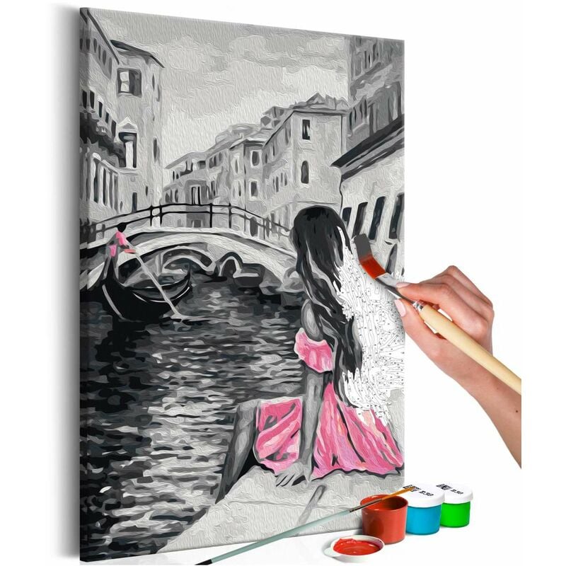 

Cuadro para colorear - Venecia (chica del vestido rosa) Medidas 40X60