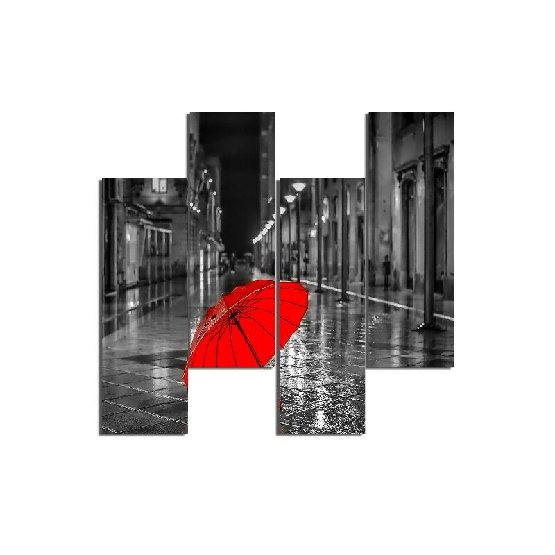 

Homemania - Cuadro Paraguas rojos - 4 piezas - Ciudades y paisajes - por sala de estar, habitacion - Multicolor en MDF, 76 x 0,3 x 50 cm