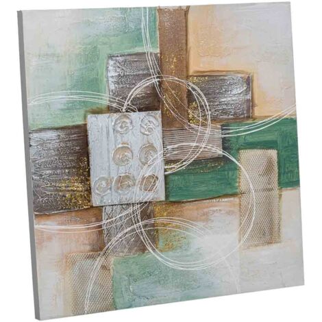 Cuadro pintado a mano con relieve azul 60x60x3