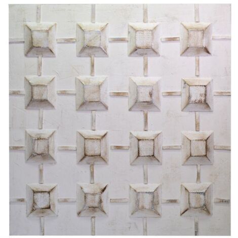 Cuadro pintado de blanco con cuadrados cm80x80x3-5
