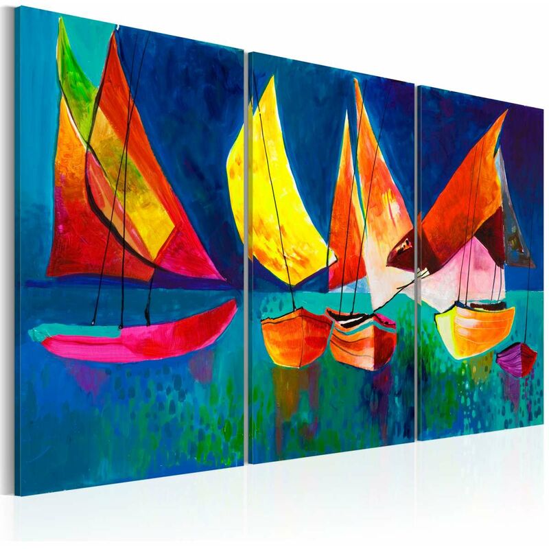 

Cuadro pintado - Veleros de colores Medidas 120X80