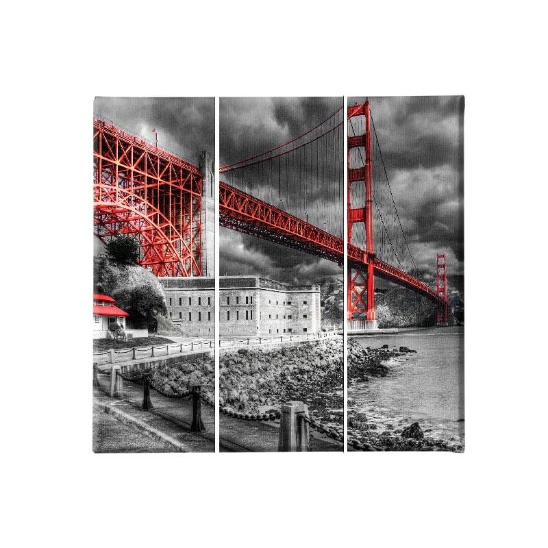 

Homemania - Cuadro Puente - 3 piezas - Ciudades y paisajes - por sala de estar, habitacion - Multicolor en Poliester, madera, 69 x 3 x 50 cm