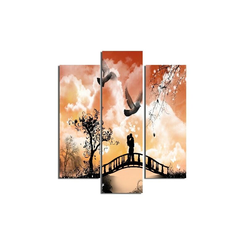

Homemania - Cuadro Puente - 3 piezas - Naturaleza y paisajes - por sala de estar, habitacion - Multicolor en MDF, 57 x 0,3 x 60 cm