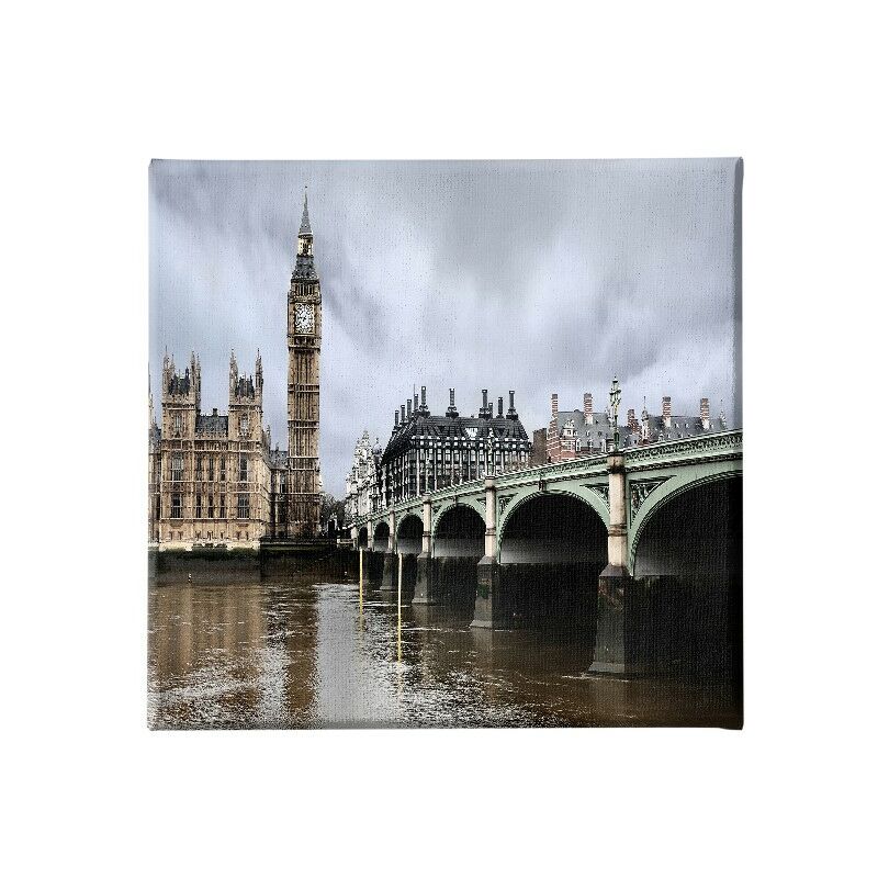 

Homemania - Cuadro Puente - Ciudades y paisajes - para la sala de estar, la habitacion - Multicolor en Poliester, madera, 60 x 3 x 60 cm