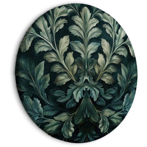 Cuadro redondo - Hojas victorianas verde oscuro: Composición escultórica botánica / Hojas victorianas en verde oscuro