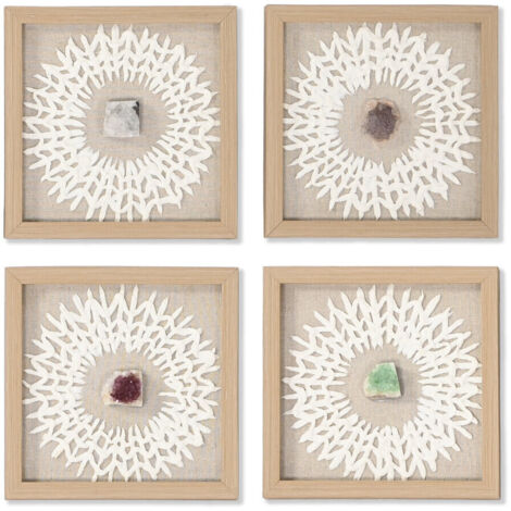 Cuadro Set 4 Cristal Papel Mache 22X2X22 Enmarcado