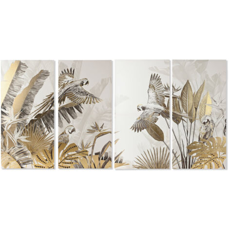Cuadro Set 4 Lienzo Ps 280X4X140 Tropical