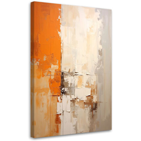 Cuadro sobre Lienzo, Abstracción beige y naranja, 20x30