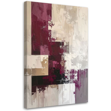 Cuadro sobre Lienzo, Abstracción burdeos y beige, 30x45