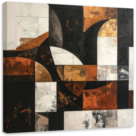 Cuadro sobre Lienzo, Abstracción formas geométricas marrón, 40x40