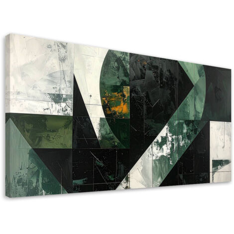 Cuadro sobre Lienzo, Abstracción formas verde gris, 80x40