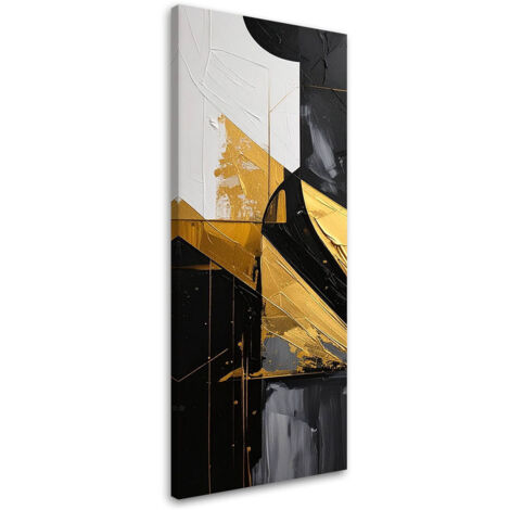 Cuadro sobre Lienzo, Abstracción geométrica acentos dorados, 30x90