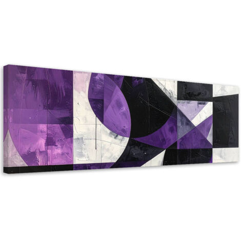 Cuadro sobre Lienzo, Abstracción geométrica en violeta, 150x50