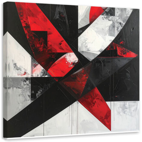 Cuadro sobre Lienzo, Abstracción geométrica rojo, 20x20
