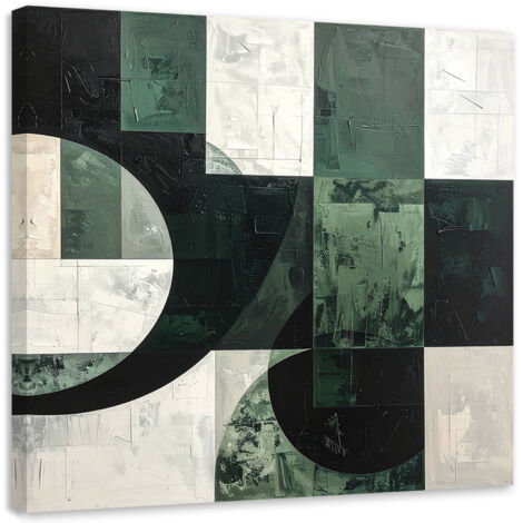Cuadro sobre Lienzo, Abstracción geométrica verde, 20x20