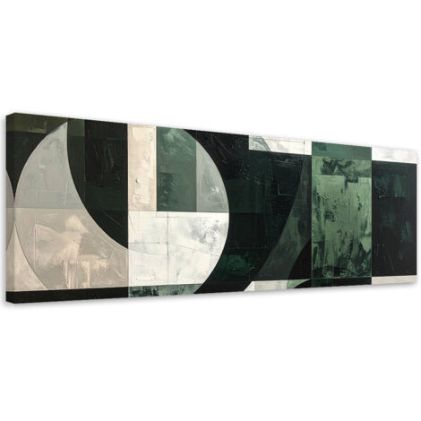 Cuadro sobre Lienzo, Abstracción geométrica verde, 90x30