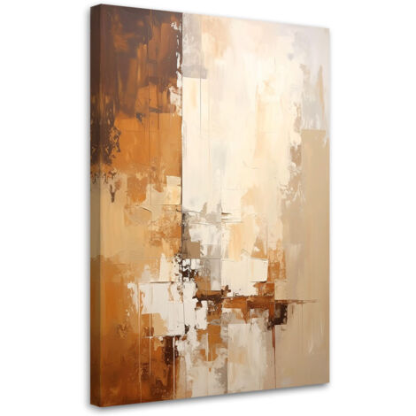 Cuadro sobre Lienzo, Abstracción moderna beige y marrón, 20x30