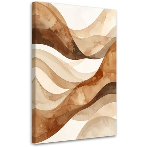 Cuadro sobre Lienzo, Abstracción ondas líneas beige, 30x45