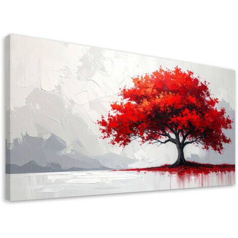 Cuadro sobre Lienzo, Árbol rojo Abstracción Naturaleza, 80x40