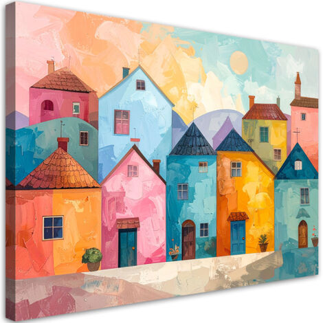 Cuadro sobre Lienzo, Ciudad abstracta de colores, 30x20