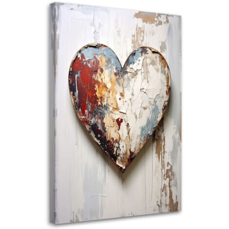 Cuadro sobre Lienzo, Corazón 3D amor en estilo shabby chic, 20x30