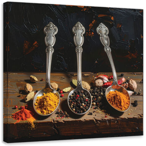 Cuadro sobre Lienzo, Especias aromáticas Cucharas, 20x20