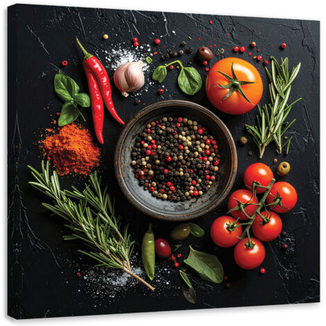 Cuadro sobre Lienzo, Especias Tomates Comida, 20x20