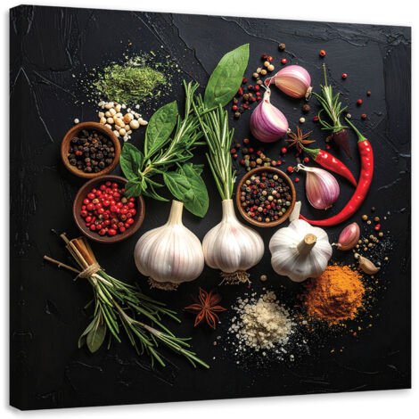 Cuadro sobre Lienzo, Especias y verduras, 20x20