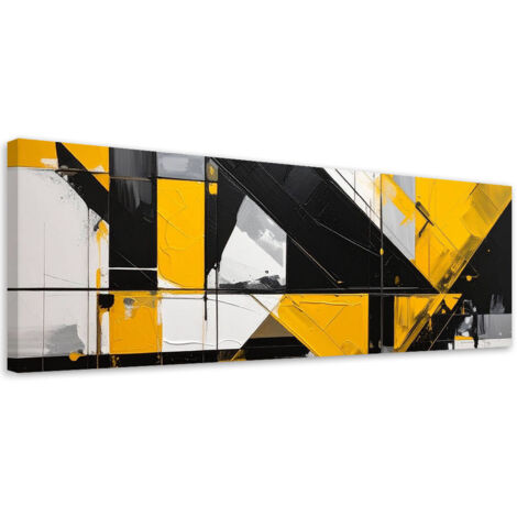 Cuadro sobre Lienzo, Formas geométricas abstracción amarillo, 150x50
