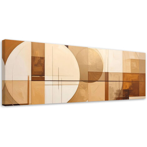 Cuadro sobre Lienzo, Formas geométricas abstractas en beige, 90x30