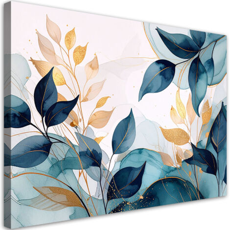 Cuadro sobre Lienzo, Hojas turquesas de plantas naturaleza, 30x20