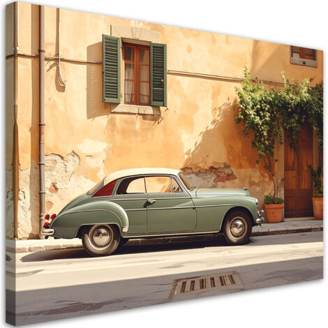 Cuadro sobre Lienzo, Italia Toscana calle con coche antiguo, 45x30