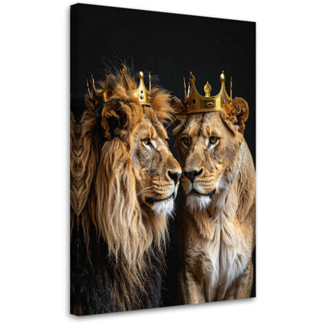 Cuadro sobre Lienzo, Leones con coronas, 20x30