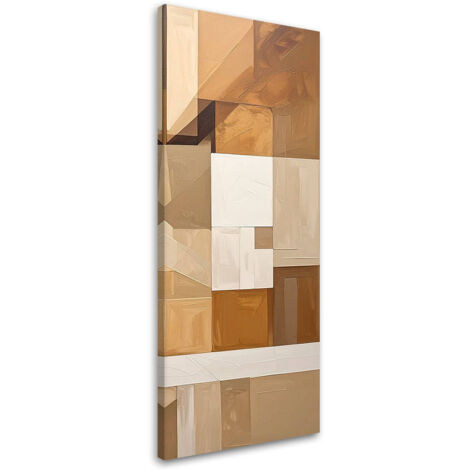 Cuadro sobre Lienzo, Líneas y formas abstractas beige, 30x90