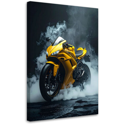 Cuadro sobre Lienzo, Motocicleta amarilla Motocicleta, 20x30