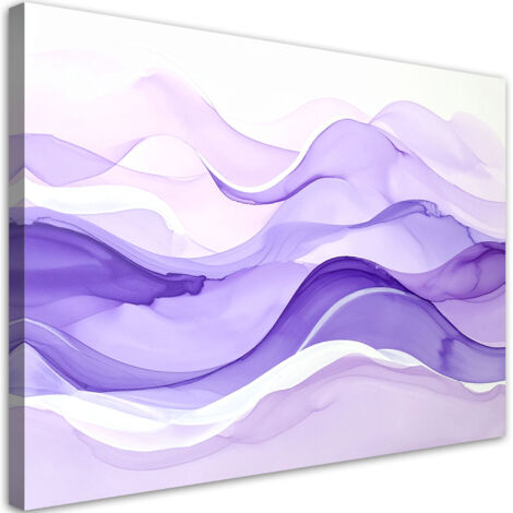Cuadro sobre Lienzo, Olas abstractas pastel lila morado, 30x20