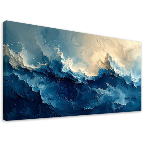 Cuadro sobre Lienzo, Olas azules Abstracción, 80x40