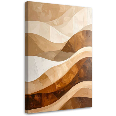 Cuadro sobre Lienzo, Olas beige Formas Abstracto, 30x45
