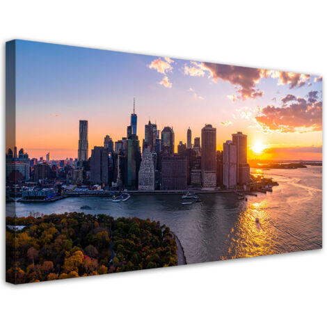 Cuadro sobre Lienzo, Paisaje del horizonte de la ciudad de Nueva York, 100x50