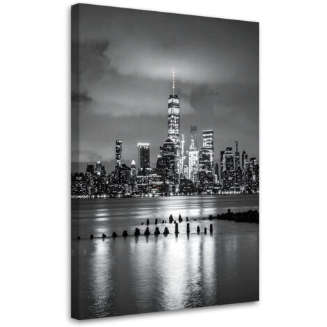 Cuadro sobre Lienzo, Panorama de Nueva York por la noche, 80x120