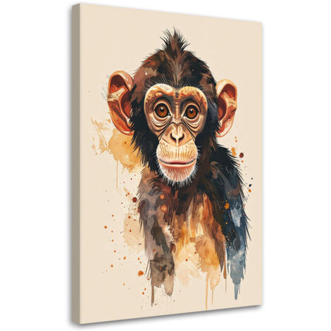 Cuadro sobre Lienzo, Pequeños monos animales, 20x30