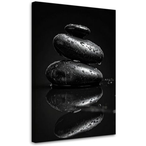 Cuadro sobre Lienzo, Piedras negras zen, 20x30