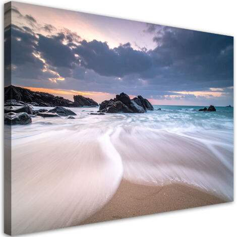 Cuadro sobre Lienzo, Playa mar rocas paisaje, 30x20