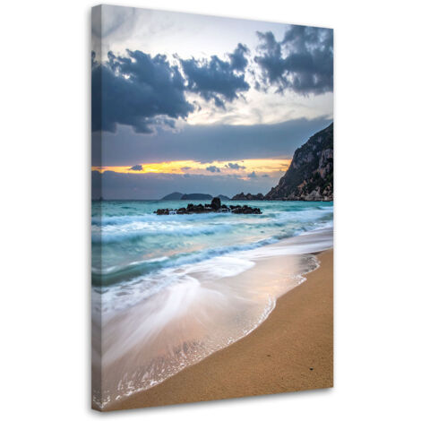 Cuadro sobre Lienzo, Playa mar rocas paisaje, 30x45