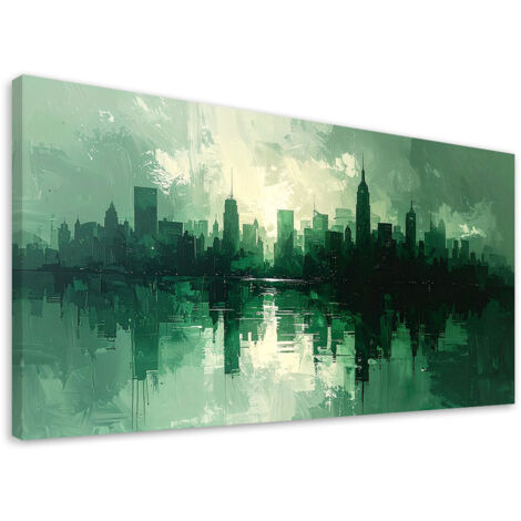 Cuadro sobre Lienzo, Rascacielos Arquitectura de la ciudad verde, 80x40